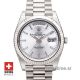 Rolex Day-Date 40 White Gold Silver Stripe Motif Stick